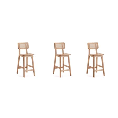 Manhattan Comfort Versailles Counter Stool in Nature Cane, Set of 3 3-CSCA01-NA